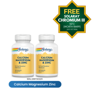 [TP] SOLARAY CAL MAG ZINC 100S EXTRA 20% TWINPACK-MAL19973032X (FREE Solaray Chromium)